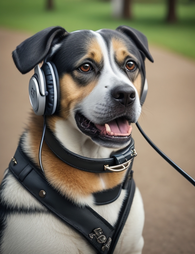 cachorro com fone de ouvido