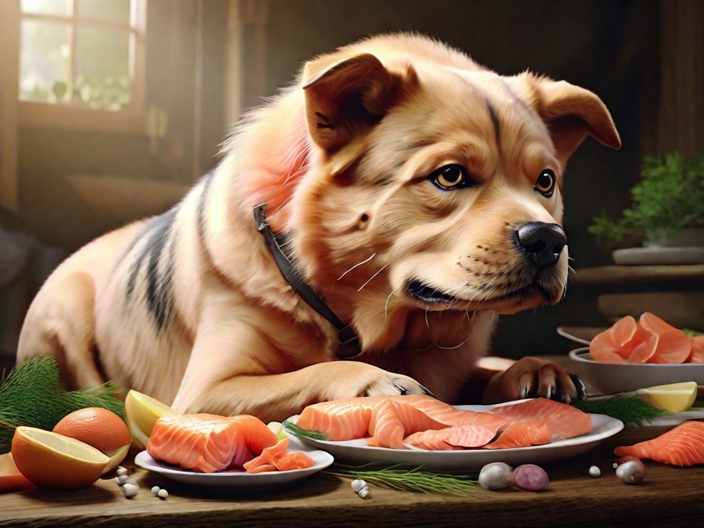 cachorro comendo salmão