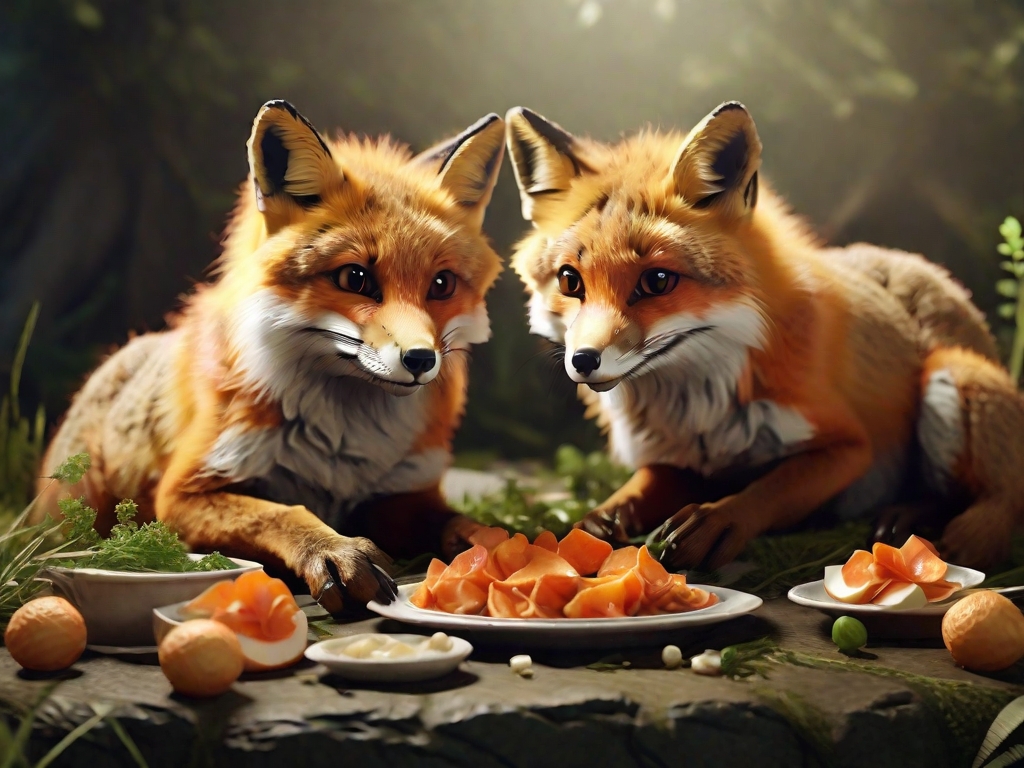 raposas comendo