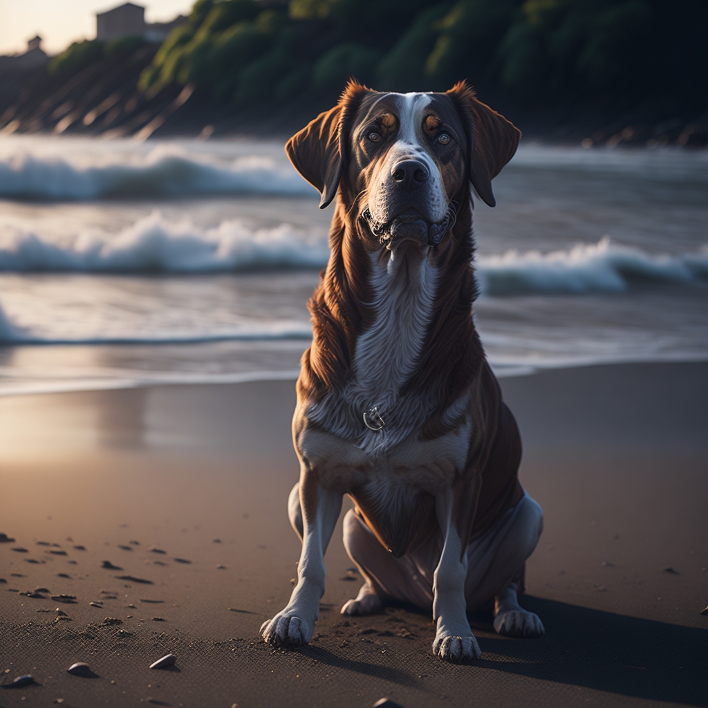 cachorro na praia