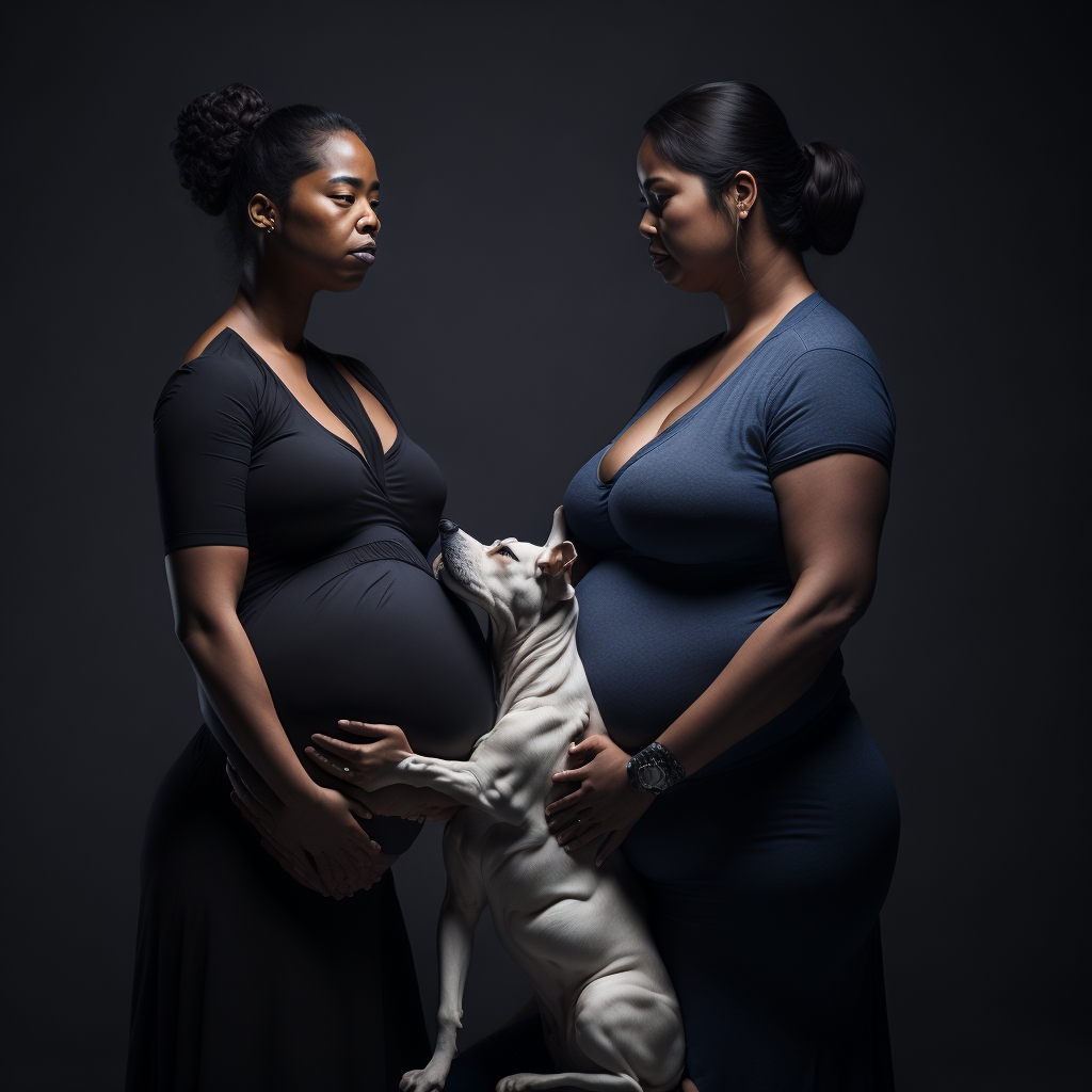 mulher grávida com cachorro