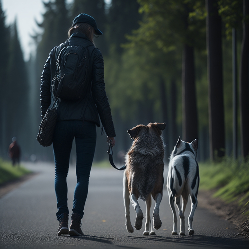 homem passeando com cachorro