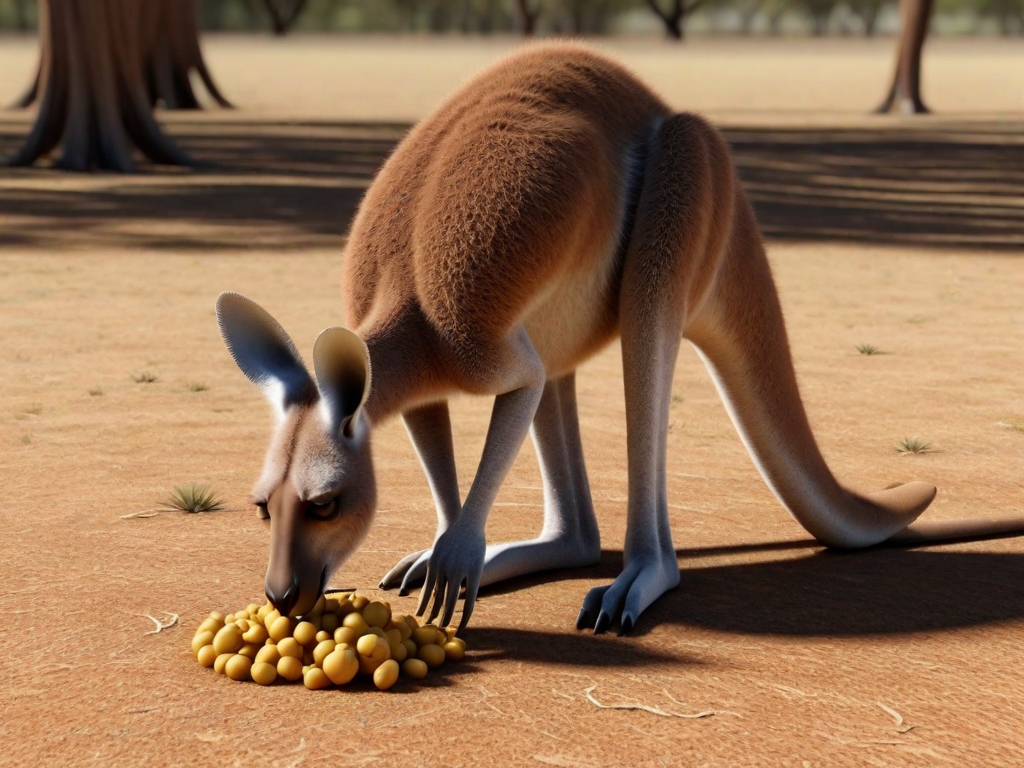 canguru comendo