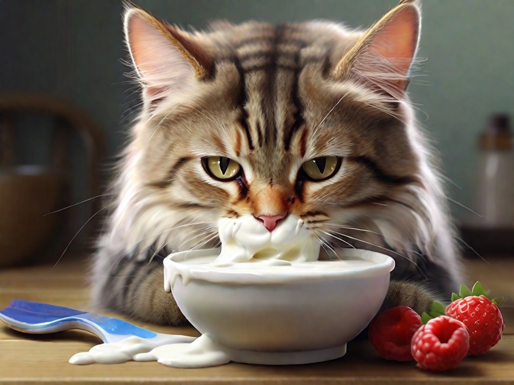 gato tomando iogurte