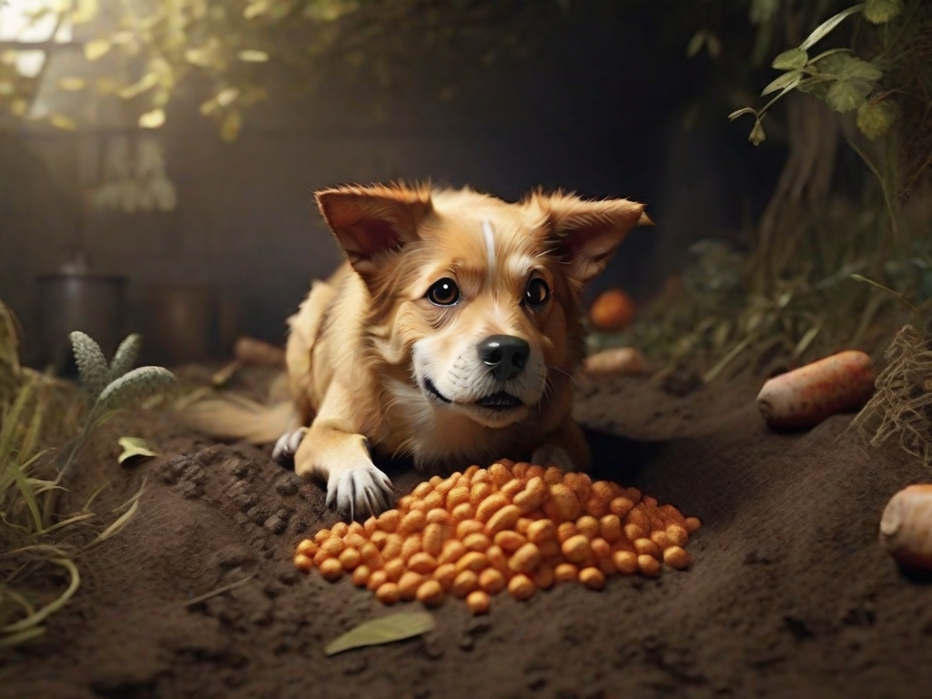 cachorro enterrando comida