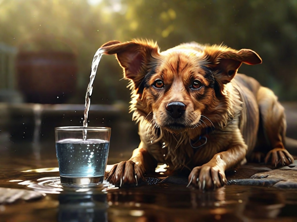 cachorro bebendo água