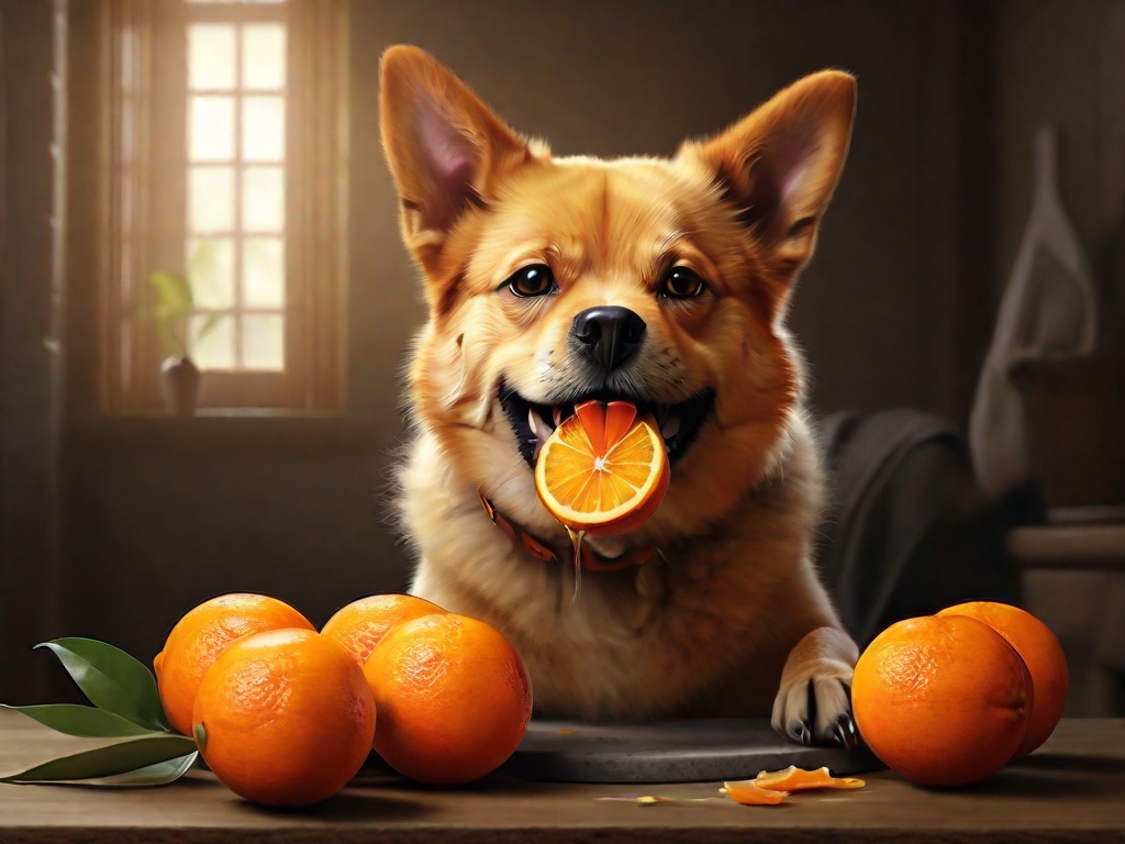 cachorro comendo laranja