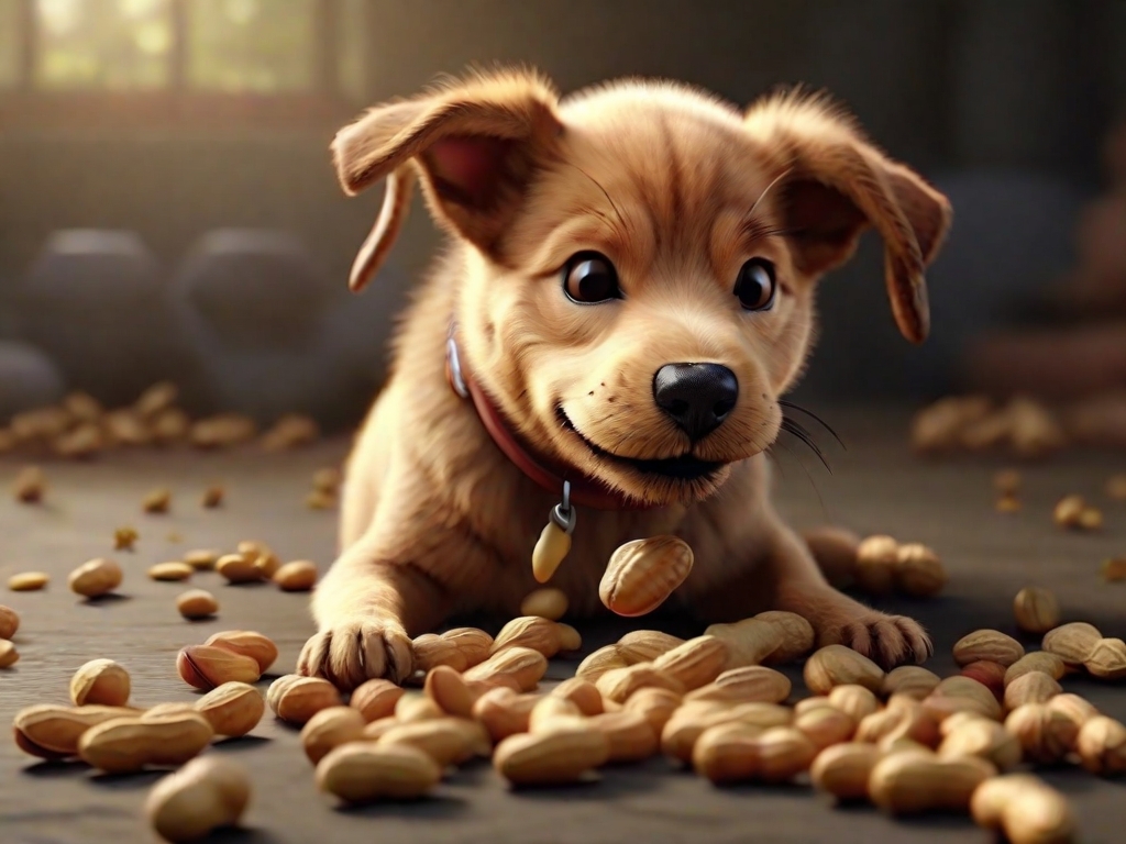 cachorro comendo amendoim