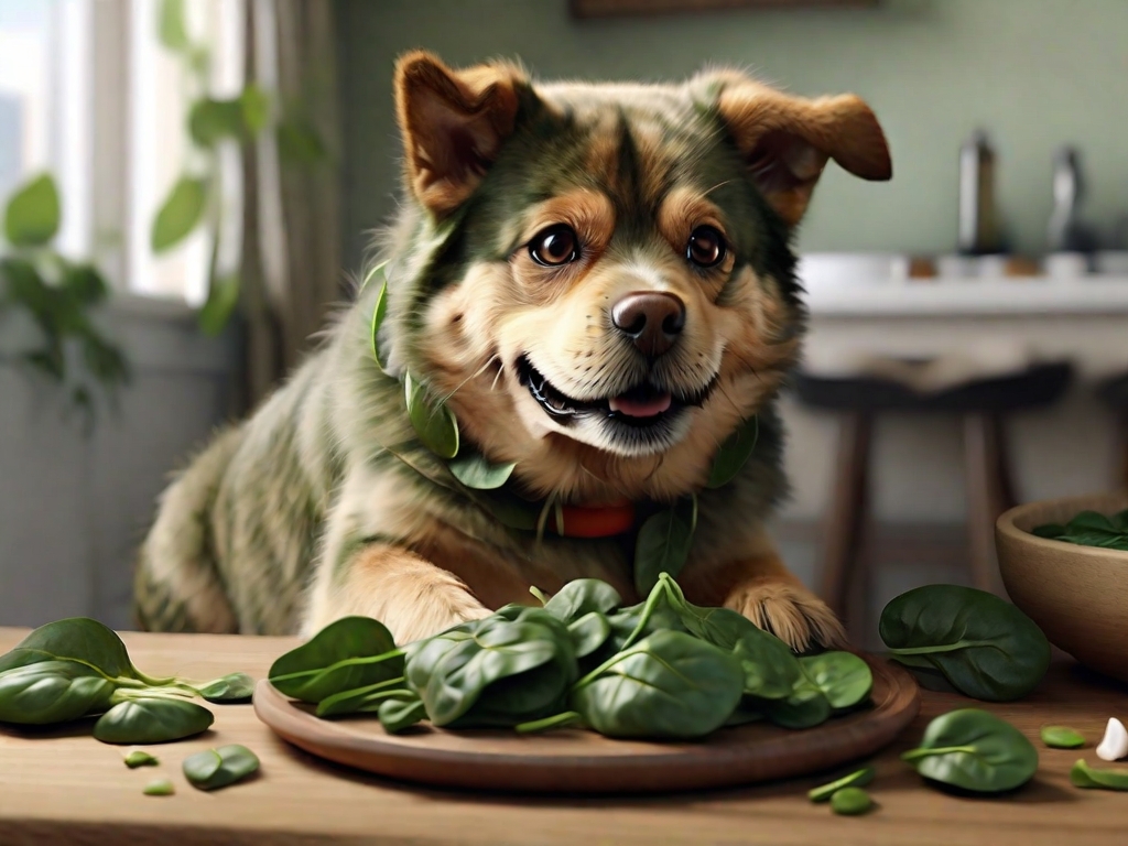 cachorro comendo espinafre