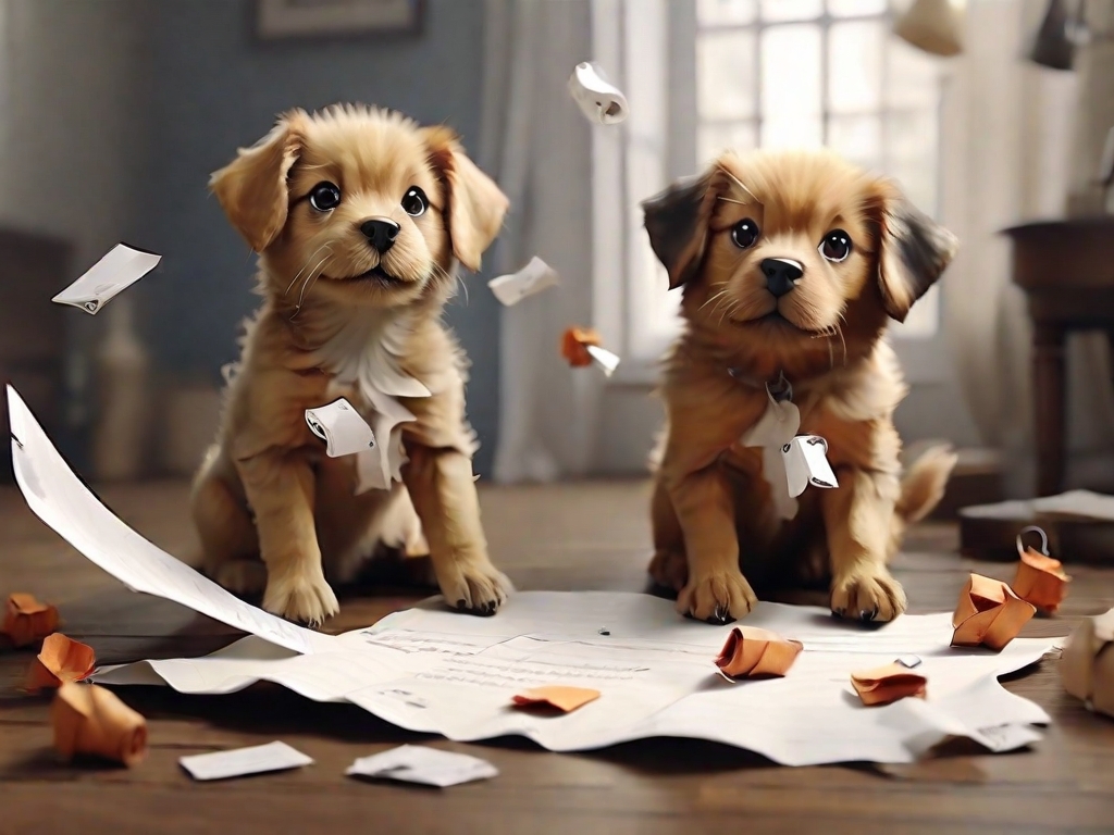 cachorro brincando com papel