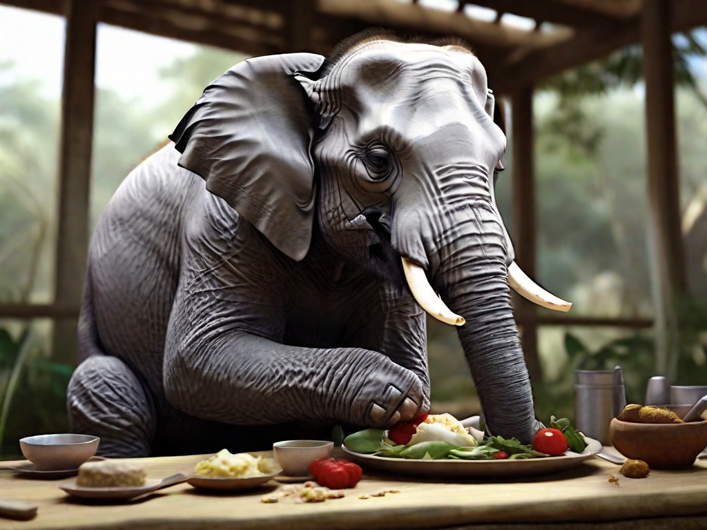 elefante comendo