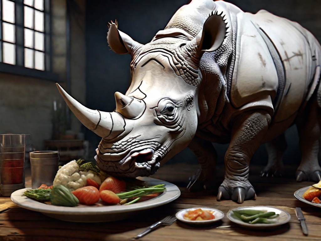 rinoceronte comendo