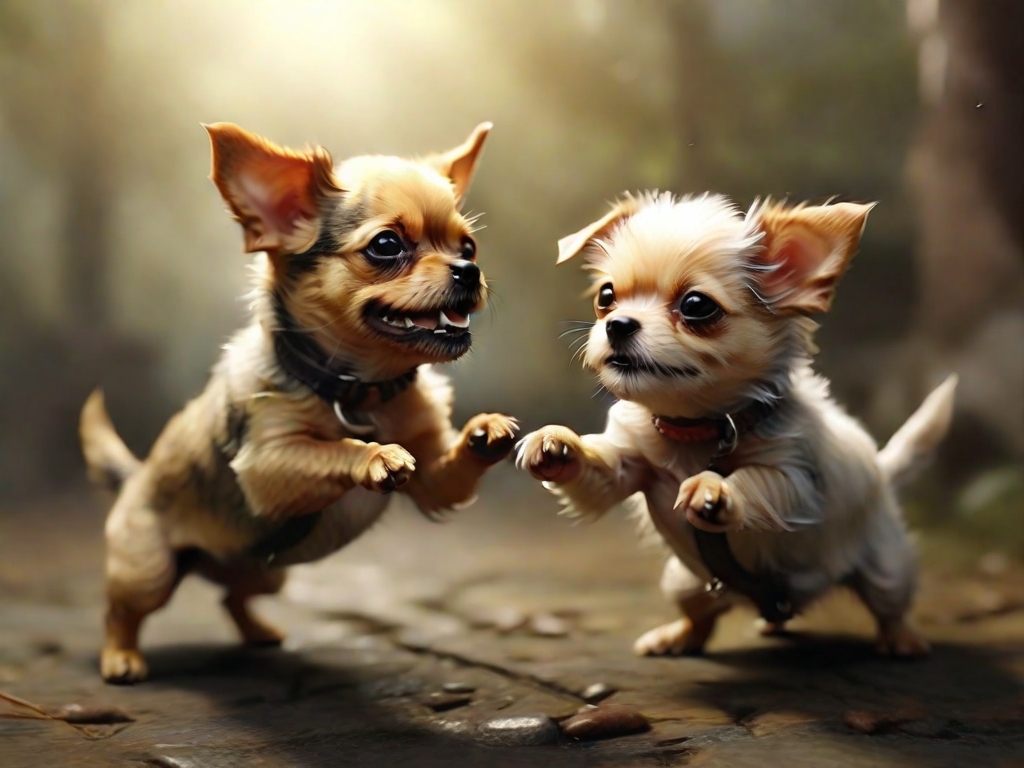 cachorros brigando