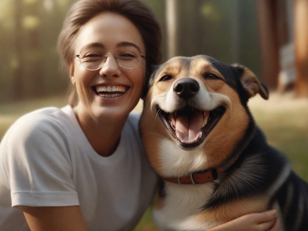cachorro sorrindo com seu dono
