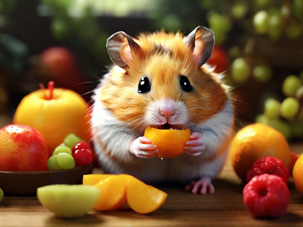 hamster comendo frutas
