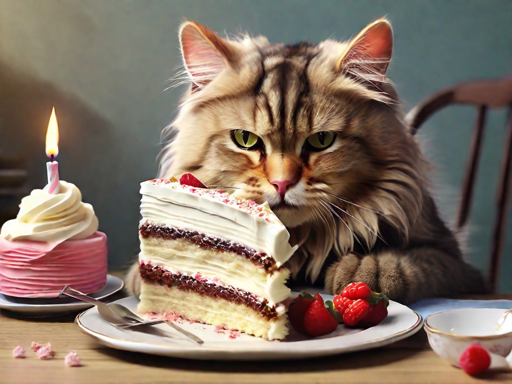gato comendo bolo