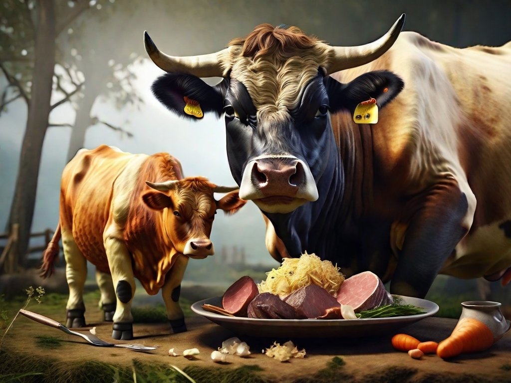 vaca e boi comendo