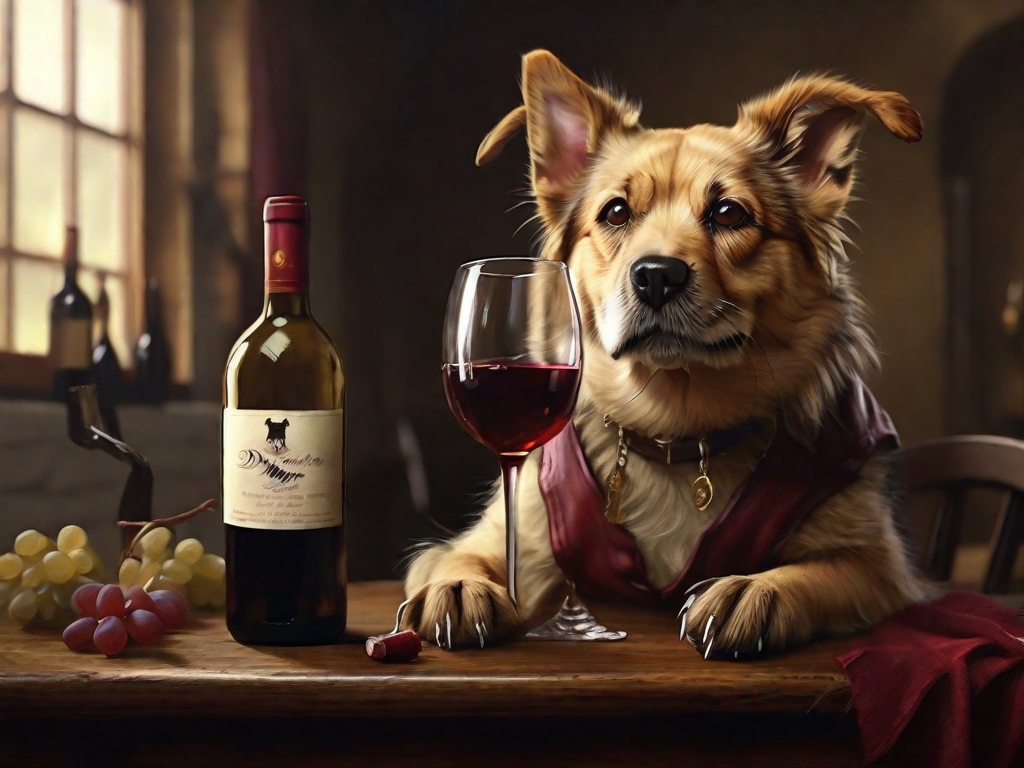 cachorro tomando vinho