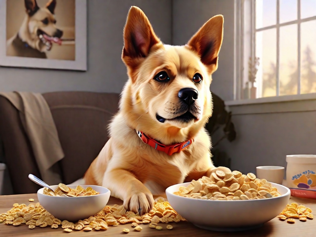 cachorro comendo cereais
