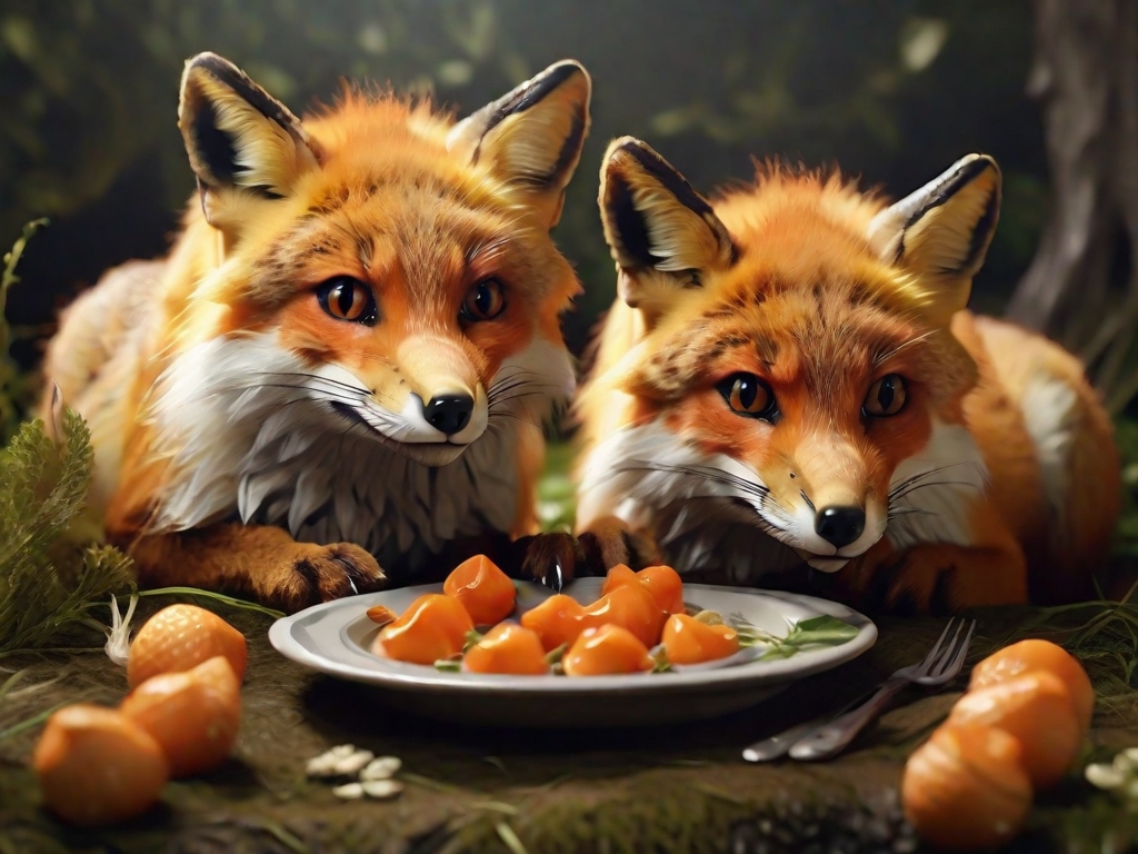 raposas comendo