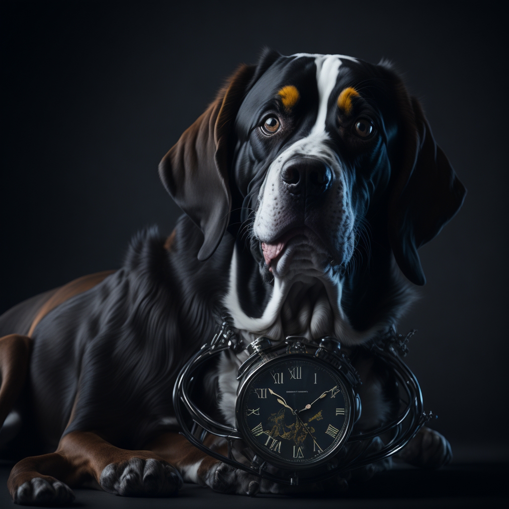 cachorro vendo relógio