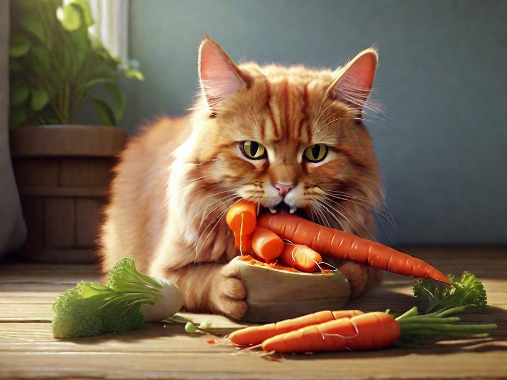 gato comendo cenoura