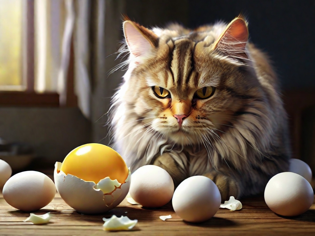 gato comendo ovo