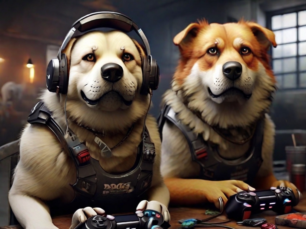 cachorro jogando video game