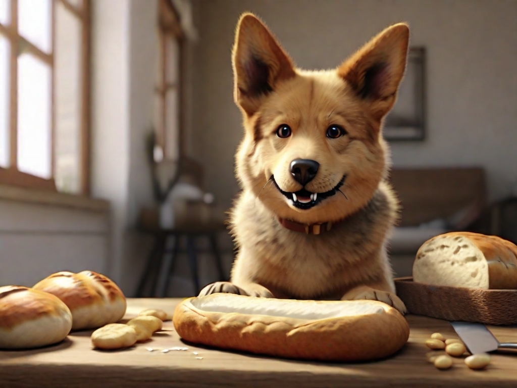cachorro comendo pão