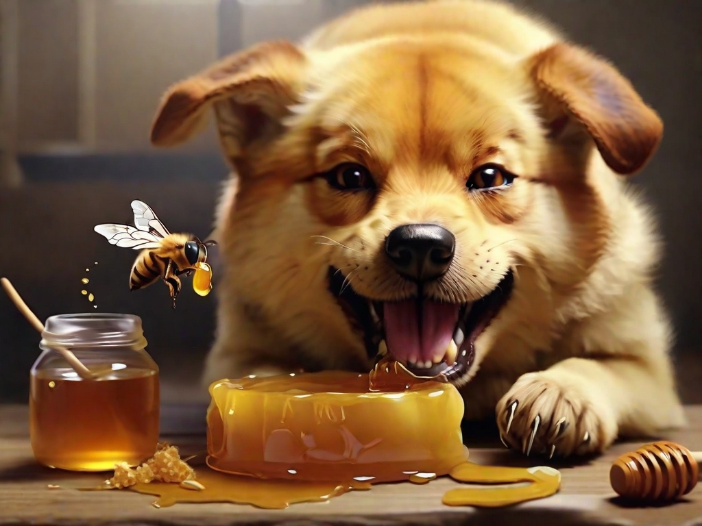 cachorro comendo mel