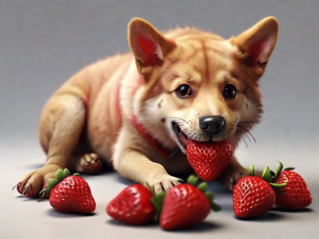 cachorro comendo morango