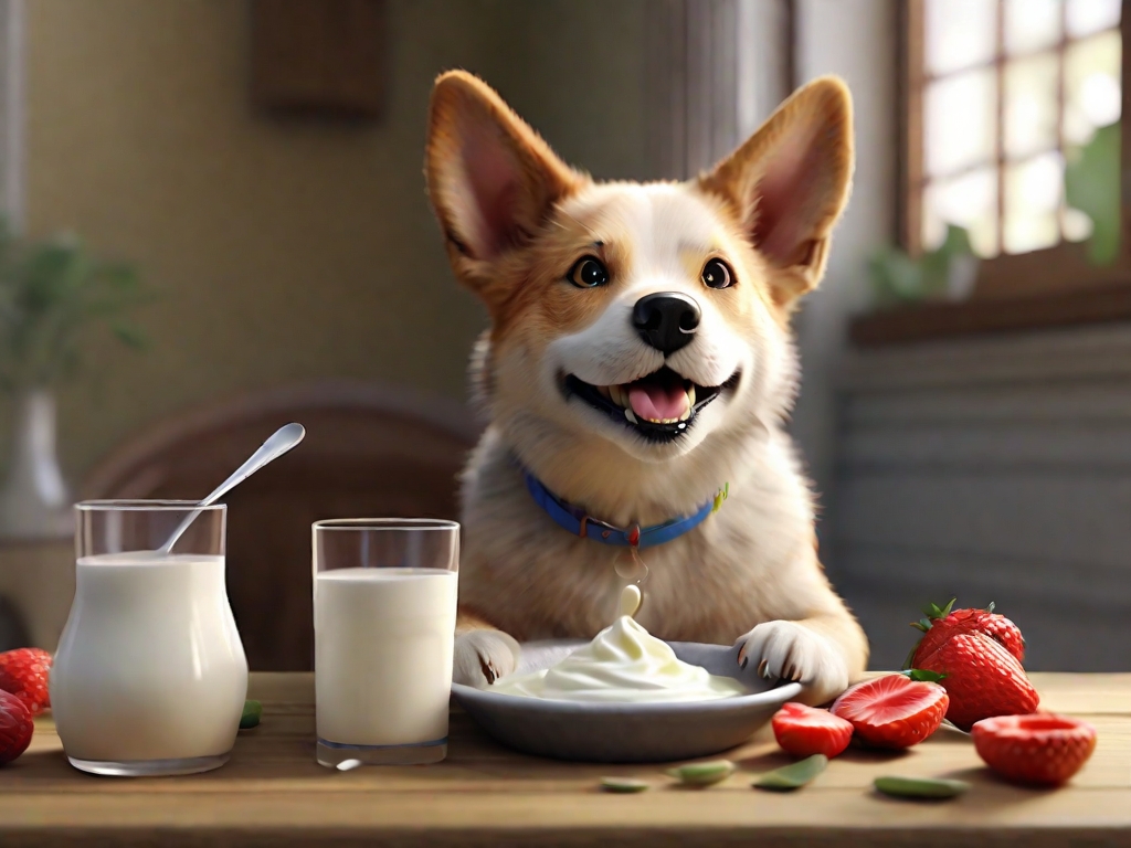 cachorro tomando iogurte