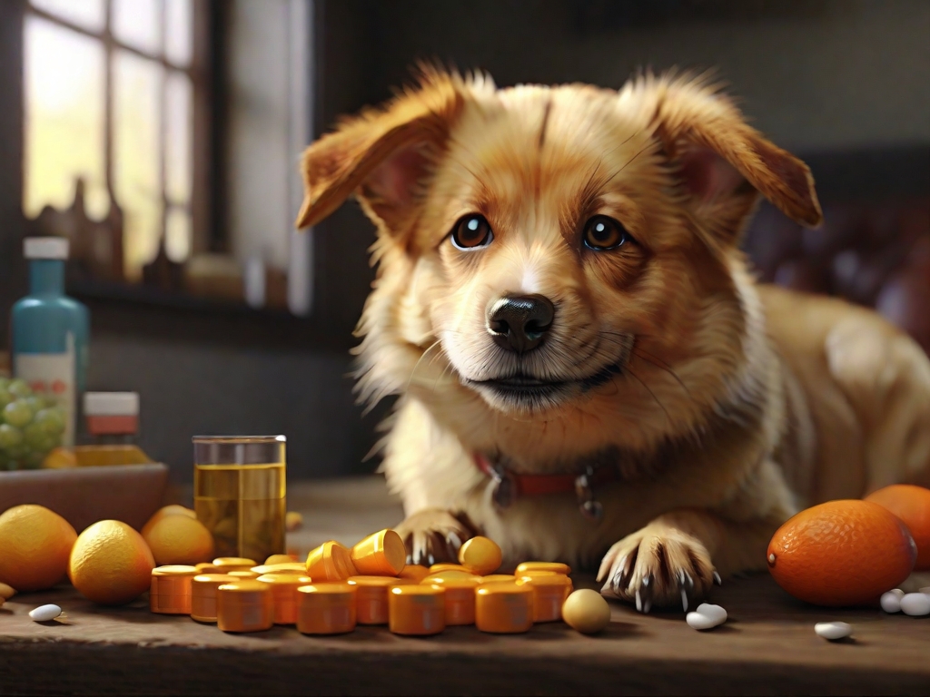 cachorro tomando vitamina c