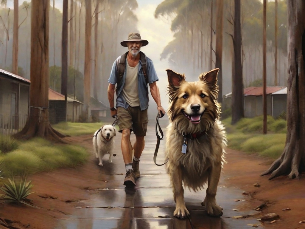 cachorro passeando na australia