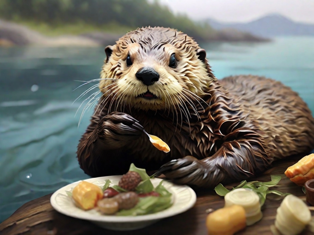 lontra marinha comendo