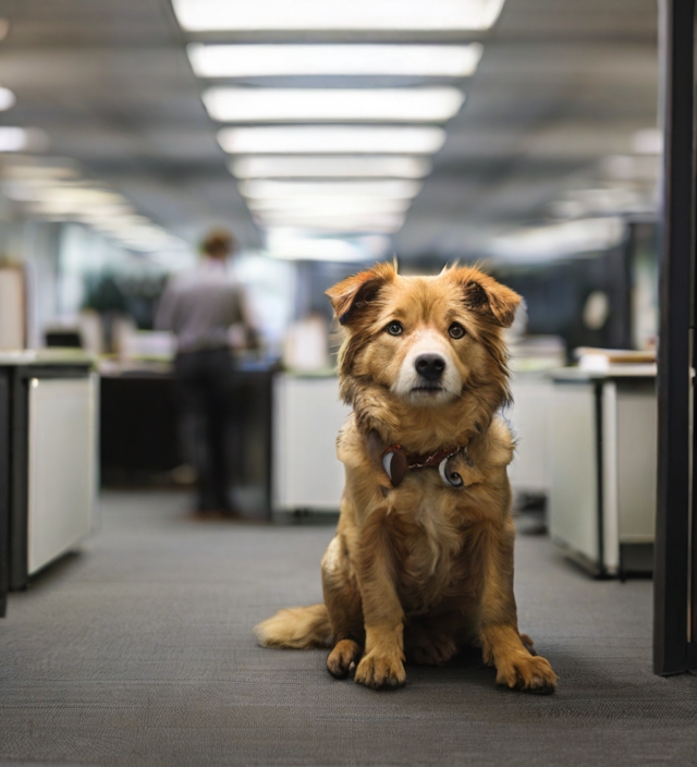 cachorro no escritório
